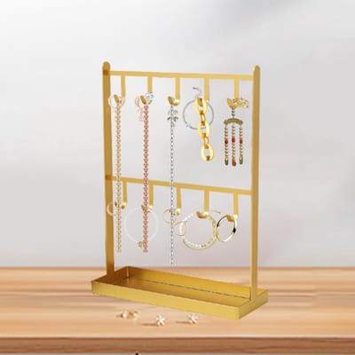 JHUBERS- Sieradendisplay Gouden Opbergrek - Sieradenhouder - Oorbellenrek - Armbandhouder - IJzeren Rek - Duurzaam en Stijlvol - Sieradenrek