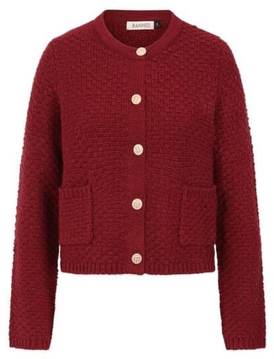 Banned Retro Victoria Wool Mix Vest Cardigan rood M