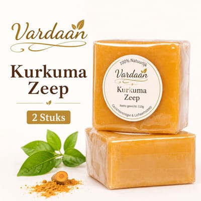Vardaan Kurkuma Zeep 2-Pack – 100% Natuurlijk – Gezichts- & Lichaamsreiniging – Egalere Huid & Glow – Handgemaakte Douche- en Handzeep – Voor Alle Huidtypes