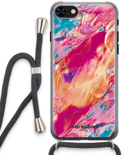 Case Company® - Hoesje met koord geschikt voor iPhone 8 hoesje met Koord - Pastel Echoes - Telefoonhoesje met Zwart Koord - Bescherming aan alle Kanten en Over de Schermrand