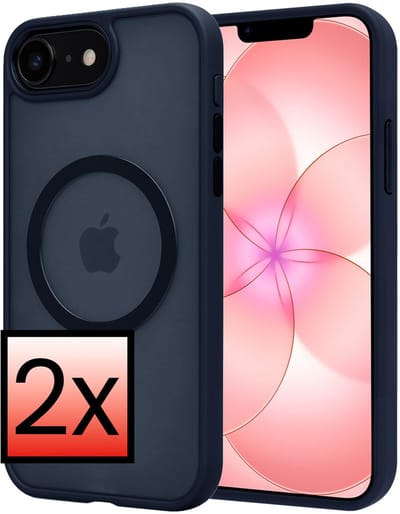 Hoesje - 2 Stuks - Geschikt voor Apple iPhone 17e - Magsafe Compatible - Sterk & Shockproof - Back Cover - Shock Proof Case - Telefoon Hoes - Donkerblauw