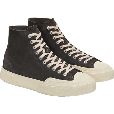 Superga Heren 2433 Works Flesh Out Suede High Top Trainers (Vulkaangrijs/ gebroken wit)
