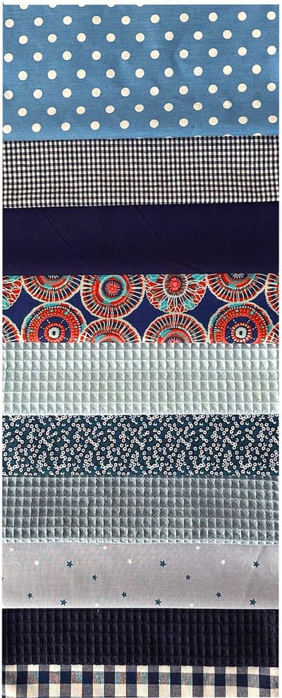 BINK Bedding - 10 lapjes - Quilt Patchwork - Blauw 25 x 25 cm - Set = 10 lapjes - 100% katoen