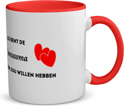 Akyol - jij bent de bonusoma die iedereen zou willen hebben koffiemok - theemok - rood - Oma - geweldige oma - liefste oma - verjaardag - cadeau - kado - bedankje - geschenk - 350 ML inhoud