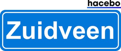 Hacebo - Plaatsnaam Sticker - 29x10 CM - Zuidveen sticker - Verkeersborden sticker - grappige cadeaus - Zuidveen