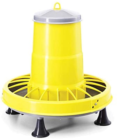 Automatische Vuilnisbak voor Kippen en Kuikens - 9 kg Capaciteit, Vuilbestendig, Hangend, Geschikt voor Binnen en Buiten - Geel-Grijs