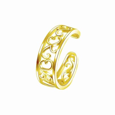 WeLoveSilver - Goudkleurige teenring - Chirurgisch staal - Hartjes