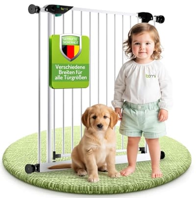 Extra Hoog Beschermrooster voor Kinderen en Huisdieren - Traphekje met Automatische Sluiting en 90° Stopvermelding | Klemrooster voor Deuren