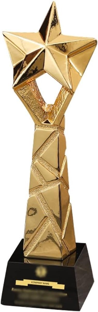 Winnaars Trofee - Awards Beker - Bedrijfs Evenement - Pentagram Ontwerp - 8x29cm - Zwart Goud