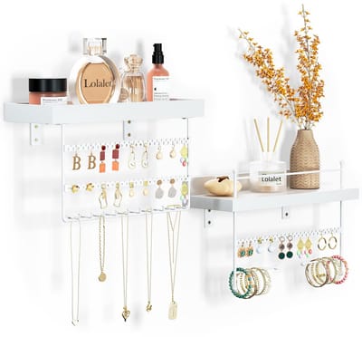 Ibenzoa® Wandgemonteerde sieradenorganizer set met haken en oorbelhouders