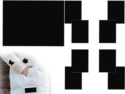 Set van 8 Waterdichte Zelfklevende Nylon Reparatie Patches voor Kleding, Duvets en Tenten - 20x14.5cm, Zwart, Ideaal voor Herstellingen en Creatieve Projecten