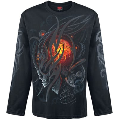 Spiral - Gothic Shirt met lange mouwen - Steampunk Skull - M tot XXL - voor Mannen - zwart