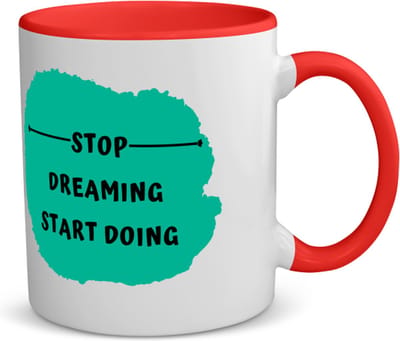 Akyol - stop dreaming start doing koffiemok - theemok - rood - Dromen - mensen die motivatie nodig hebben - quotes - verjaardag - cadeau - kado - geschenk - 350 ML inhoud