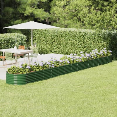 vidaXL - Plantenbak - 620x80x36 - cm - gegalvaniseerd - staal - groen