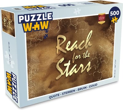 Puzzel Quote - Sterren - Bruin - Goud - Legpuzzel - Puzzel 500 stukjes