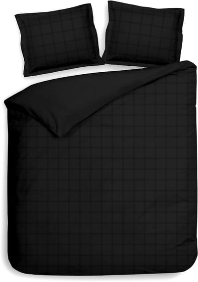 Heckettlane Dekbedovertrek Diamante - Bedlinnen - 240x200-220 cm - Lits-Jumeaux - Zwart - Dekbedovertrek van 100% Katoen-Satijn
