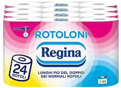 Regina Toiletpapierrollen, 100% FSC®-gecertificeerd, 500 vellen, 2-laags, langer dan twee keer zo lang als normale rollen, verpakking van 50% gerecycled kunststof, 24 rollen
