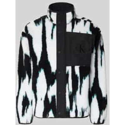 Regular fit fleecejack met logostitching, model 'Jacquard'