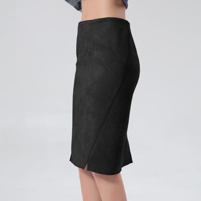 Suede rechte rok