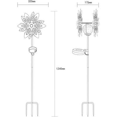 Globo LED lamp op zonne-energie 36578S, grondspies, zilver/zwart, metaal