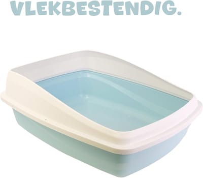 Quvo® Kattenbak - afmetingen 43 x 57 x 19 cm - blauw/grijs met rand. kattenbak - blauw/grijs