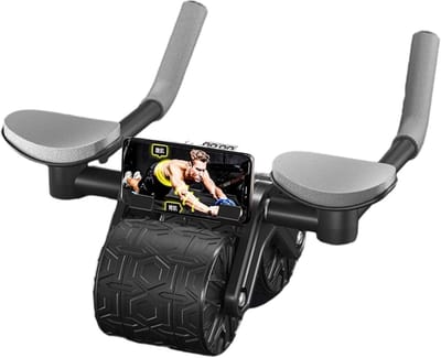Buikspierroller - Fitness apparaat - Core training - Automatische rebound - 31x19x18 cm - Zwart