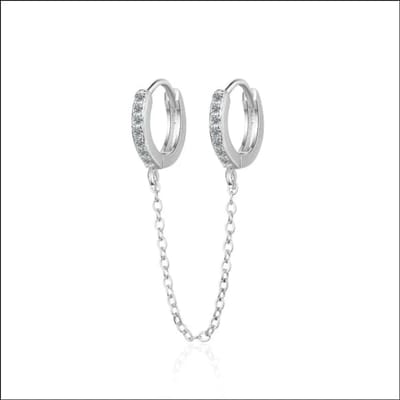 Aramat Jewels | Oorringen | Zilveren 10mm Oorringen met Kettinkje | Zilverkleurig | |3mm | Zilver | Kinderen, Volwassenen | Verkleurd niet