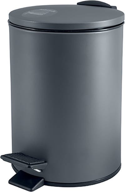 Spirella Pedaalemmer Cannes - donkergrijs - 5 liter - metaal - L20 x H27 cm - soft-close - toilet/badkamer