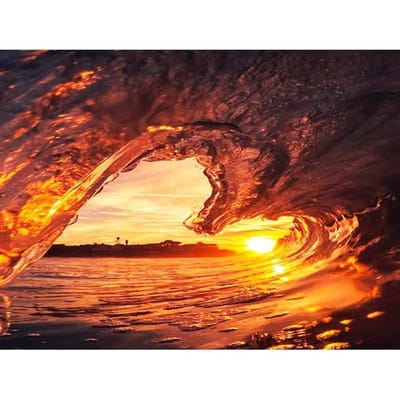 5D Diy Diamant Schilderij Zonsondergang Zee Landschap Diamant Borduren Oceaan Golf Landschap Kruissteek 20X30CM black