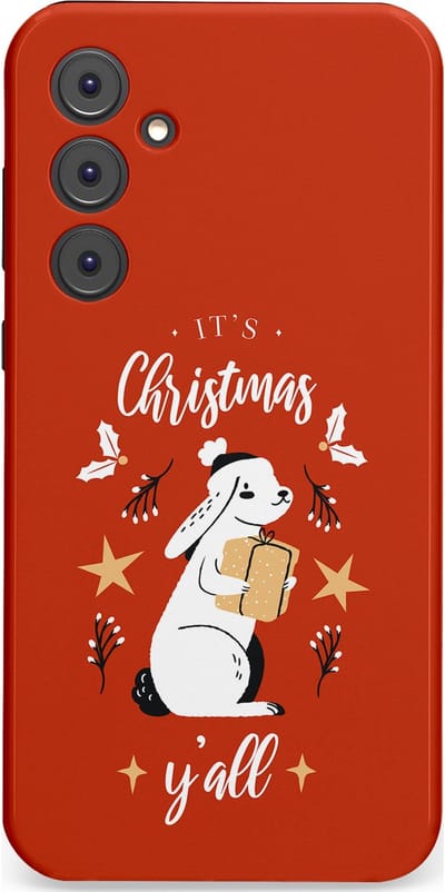Casetastic hoesje geschikt voor Samsung Galaxy A35 - Dubbellaagse bescherming - Kerst Konijntje Flappie - Fashion Case - Terracotta