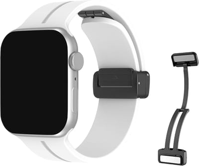 Innerlight® Supreme - Wit - 38mm / 40mm / 41mm - Siliconen bandje geschikt voor Apple Watch met Magneetsluiting - Geschikt als Apple Watch bandje voor Series 1/2/3/4/5/6/7/8/9/10 42mm/11 42mm/SE