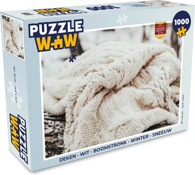 Puzzel Deken - Wit - Boomstronk - Winter - Sneeuw - Legpuzzel - Puzzel 1000 stukjes volwassenen - Kerstpuzzel - Kerstpuzzels - Kerst - Cadeau - Kerstcadeau voor mannen, vrouwen en kinderen