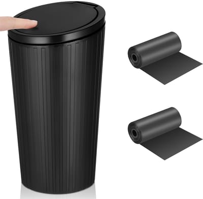 Famanu – 1 Stuks Auto-vuilnisemmer, Mini-afvalemmer voor de Auto, met 2 Rollen Vuilniszakken, Draagbare Mini-vuilnisemmer, Prullenbak voor in de Auto met Deksel voor Auto's, Thuis, Kantoor (1PCS)