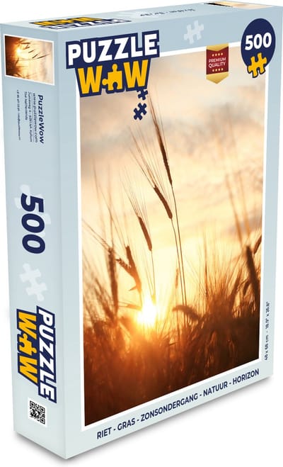 Puzzel Riet - Gras - Zonsondergang - Natuur - Horizon - Legpuzzel - Puzzel 500 stukjes