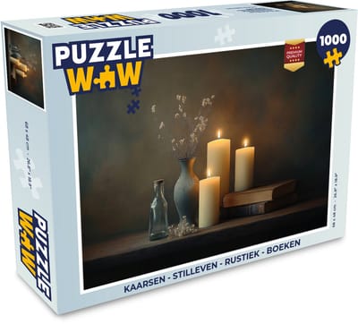 Puzzel Kaarsen - Stilleven - Rustiek - Boeken - Legpuzzel - Puzzel 1000 stukjes volwassenen
