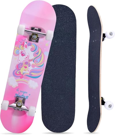 Compleet Skateboard - Beginnersboard - Outdoor Rijden - 7-laags Esdoorn Deck - 70 cm - Eenhoorn Roze