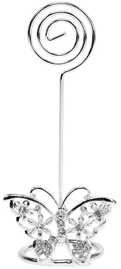 Plaats kaarthouder vlinder 3,5 cm zilver 6st