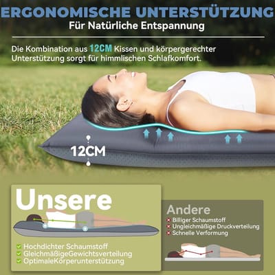 Dubbel zelfopblaasbare slaapmat met ingebouwde elektrische pomp - 8 cm dik - Campingmat voor buiten, tent of auto