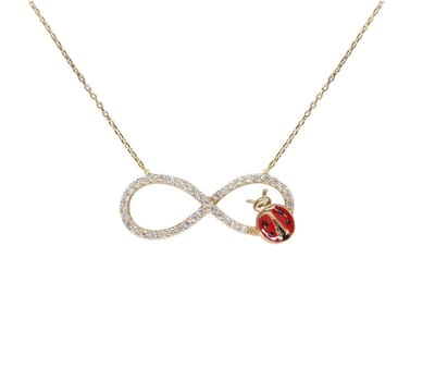 Gouden zirkonia Infinity lieveheersbeestje hanger
