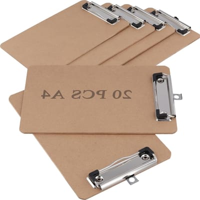 20 Stuks A4 Clipboard met Hanghaak en Stabiele Metalen Clip voor Kantoor, Restaurant en Thuisgebruik