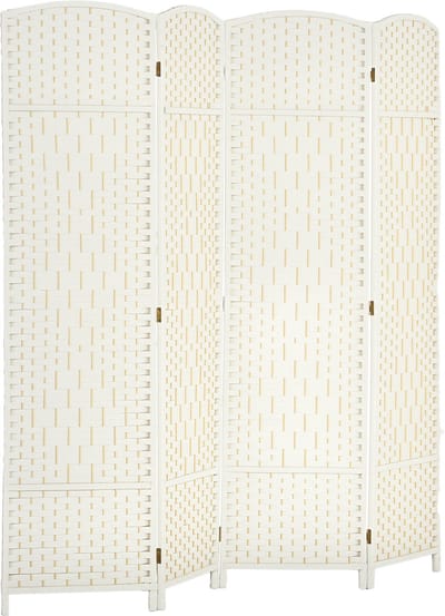 HOMCOM Kamerverdeler Polypropyleen, grenenhout 180L x 1,7B x 180H cm Wit