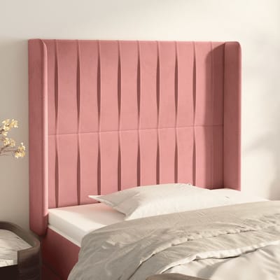 vidaXL - Hoofdbord - met - randen - 83x16x118/128 - cm - fluweel - roze