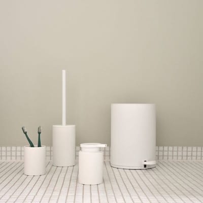 Zone Denmark Karma Toiletborstel met Houder - WC Borstel Vrijstaand - Toilet & Badkamer Accessoires - Steen - 38 x 9,2 cm - Wit