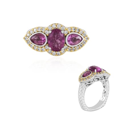 Cavill - Zilveren Damesring - 925 Sterling Zilver - Roze Fluoriet Ovaal & Druppel 2,07ct - 34 Pavé Zirkonen 0,675ct - Elegante Sieraden