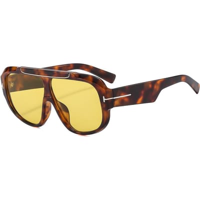 Nieuwe Vintage Grote Montuur Brillen Oversized Piloten Zonnebrillen Dames Heren Luxe Designer UV400 Punk Rijden Schaduw yellow