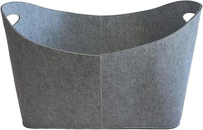 Brandhout mand - Hout opslag - Haardhout bewaren - Extra dik vilt - 54x30x40 cm - Grijs