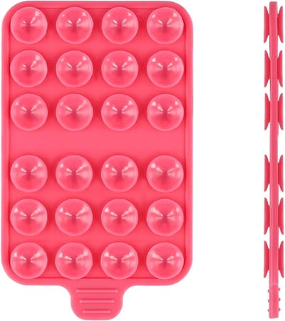 Dubbelzijdige telefoonhouder met zuignap - siliconen telefoonhoes met zuignap - handsfree telefoon grip - silicone telefoonhouder voor iPhone en Android - enkele verpakking (rode roos)