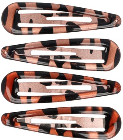 Haarsoires Haarspeld Klikklak 6cm - Basic - Epoxy Gevlekt - Bruin Zwart - Set van 4 - Haarclip Speldjes - Makkelijk in Gebruik - Haaraccessoires voor Volwassenen & Kinderen - Hair Clip - Decoratieve Haaraccessoire