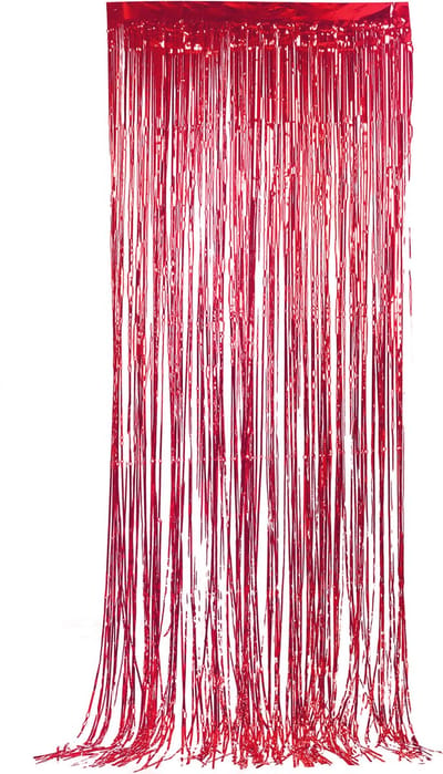 Folie deurgordijn versiering - rood - 244 x 91 cm - glitter and glamour wanden - grote oppervlakten maken in glitter folie