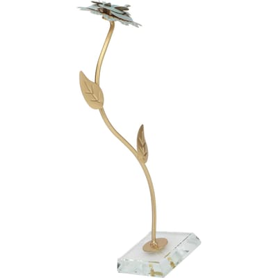 Bloem Tafelblad Ornament 16x6x6cm IJzer Glas Aantrekkelijk Decoratief Metalen Bloem Beeld voor Eetkamer beige